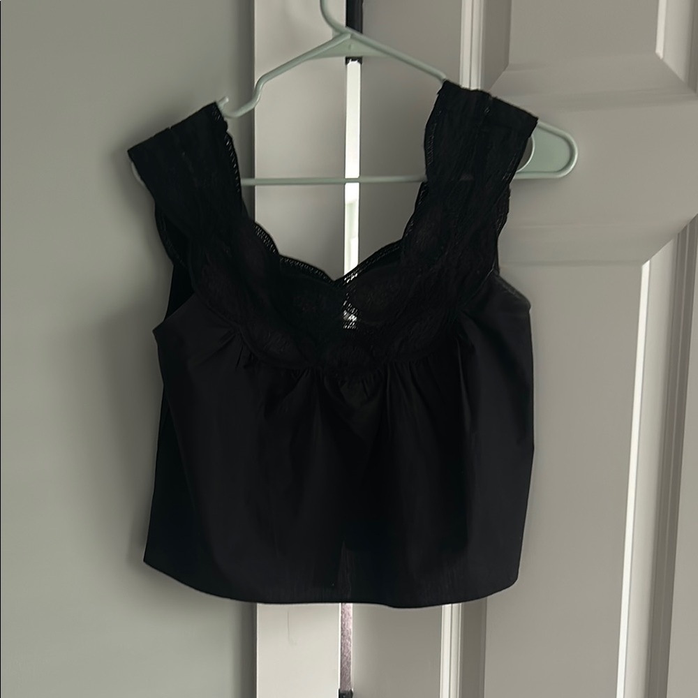 Black Lace Trim Women's Tank/Blouse